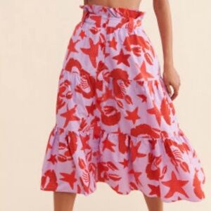 Farm Rio lobster Sky Skirt Sz Small S Red Pink